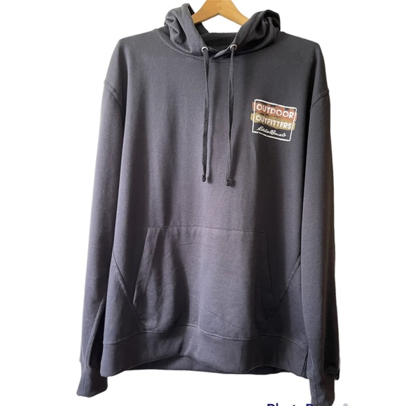 Eddie Bauer Outdoor Mens Size XL Black Pullover Hoodie Sweatshirt